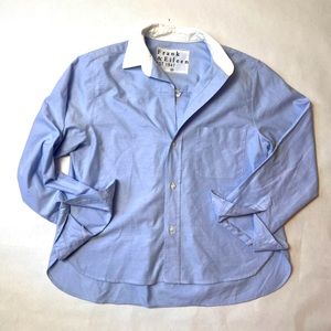 Frank & Eileen Silvio Untuckable Button Up Shirt Blue White XS